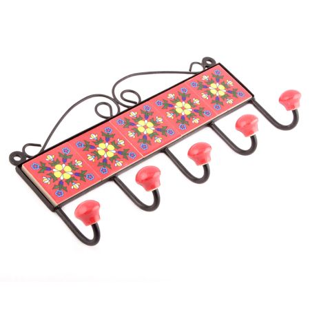 Red Yellow Tiny Flower Tiles Hooks